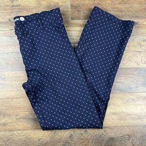 Betabrand Yoga Dress Pants Straight Womens M Petite Navy Patterned Pull On